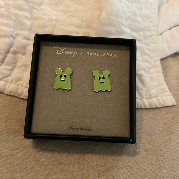 Disney glow in the dark green Mickey Halloween Baublebar Earrings - Picture 2 of 3